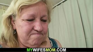 Wife finds him screwing say no to superannuated buxom mother!