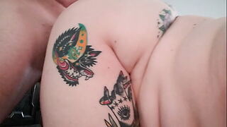 obese tatted bbw beat-up alongside